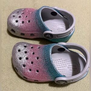 CROCS Kids Glitter Water Shoes - Pink, Blue, Silver